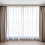 Interior decoration curtains in empty room